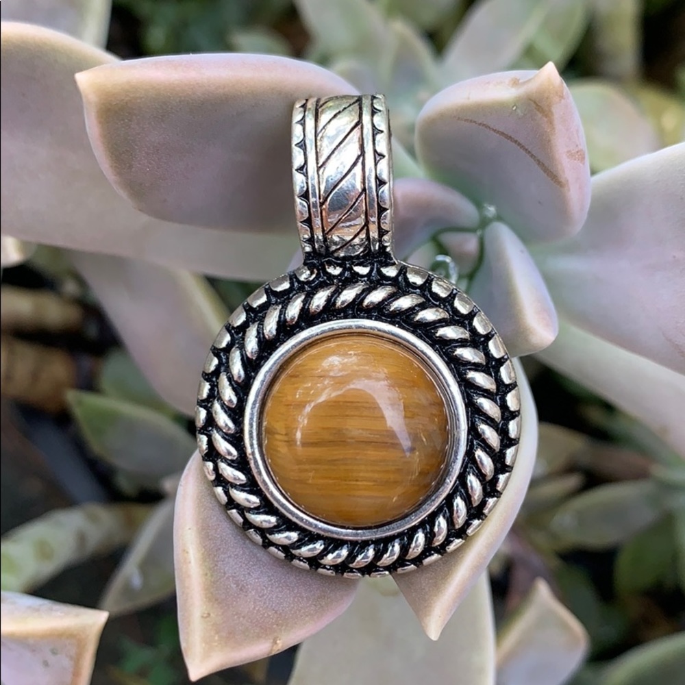 Premier Designs Silver-tone & Tigers Eye Pendant - Picture 3 of 11